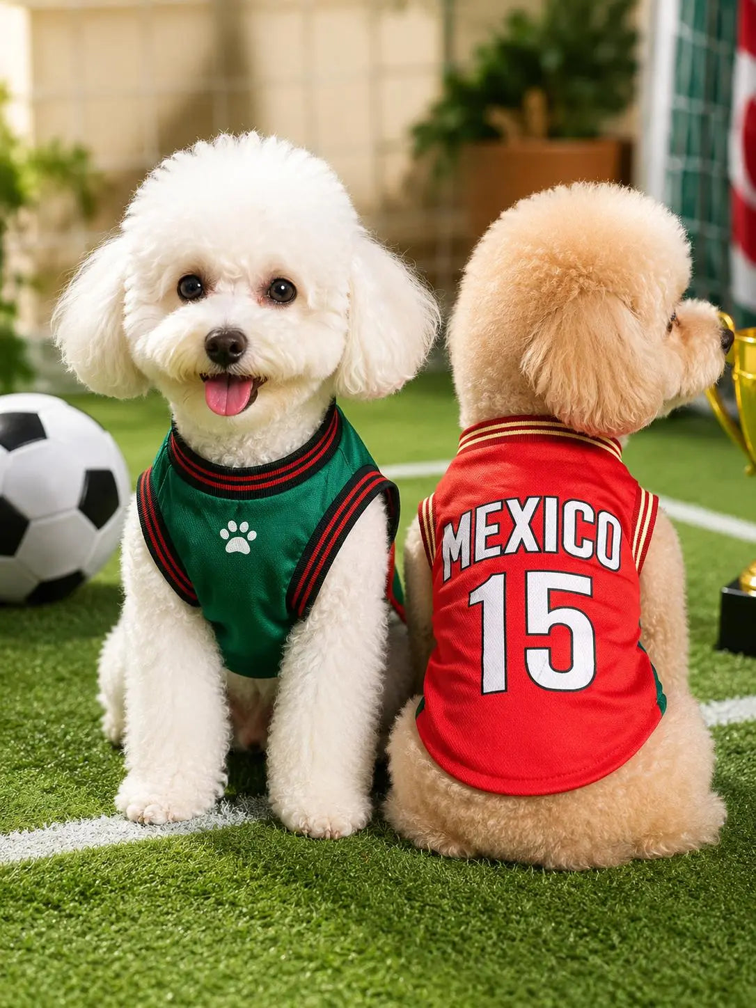 Mexico 15 Pet Jersey Shirt for Dogs and Cats - Breathable Sleeveless Soccer Vest, Lightweight Sports Outfit for Small and Medium Pets, Stylish Mesh Apparel for Daily Wear, Photos, Parties, and Game Day