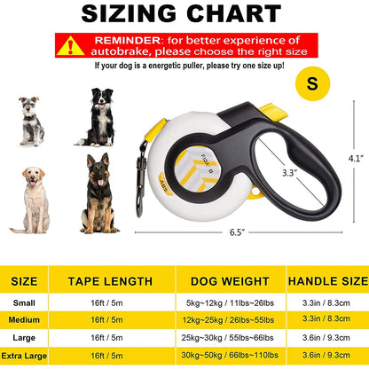 Fida Retractable Dog Leash with Autobrake Technology, 16 Ft Heavy Duty Design for Large and Medium Dogs, Tangle-Free and One-Hand Control with Soft Grip