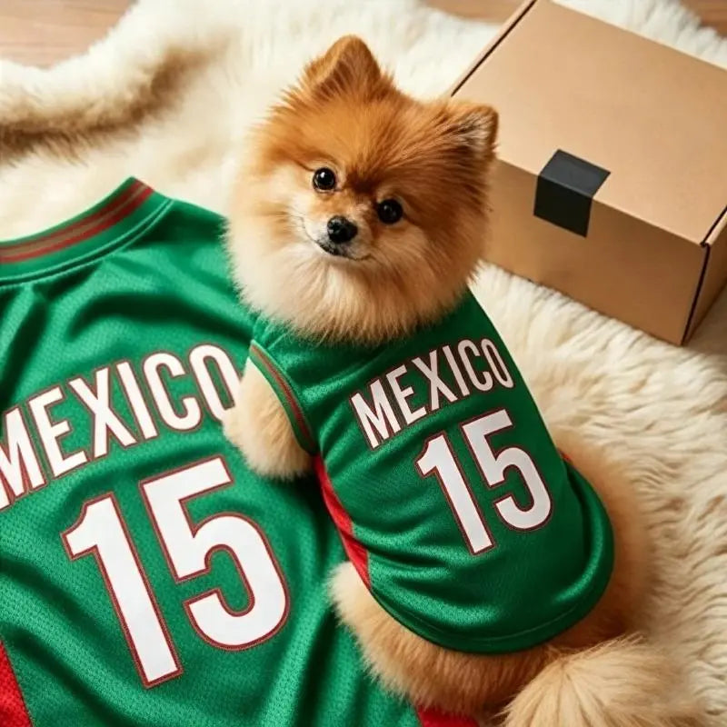 Mexico 15 Pet Jersey Shirt for Dogs and Cats - Breathable Sleeveless Soccer Vest, Lightweight Sports Outfit for Small and Medium Pets, Stylish Mesh Apparel for Daily Wear, Photos, Parties, and Game Day