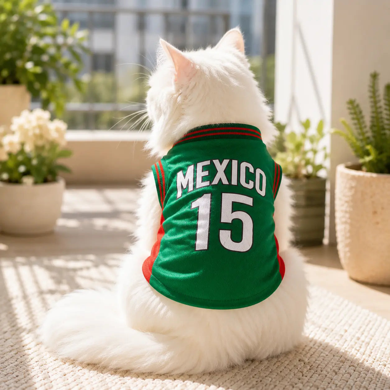 Mexico 15 Pet Jersey Shirt for Dogs and Cats - Breathable Sleeveless Soccer Vest, Lightweight Sports Outfit for Small and Medium Pets, Stylish Mesh Apparel for Daily Wear, Photos, Parties, and Game Day