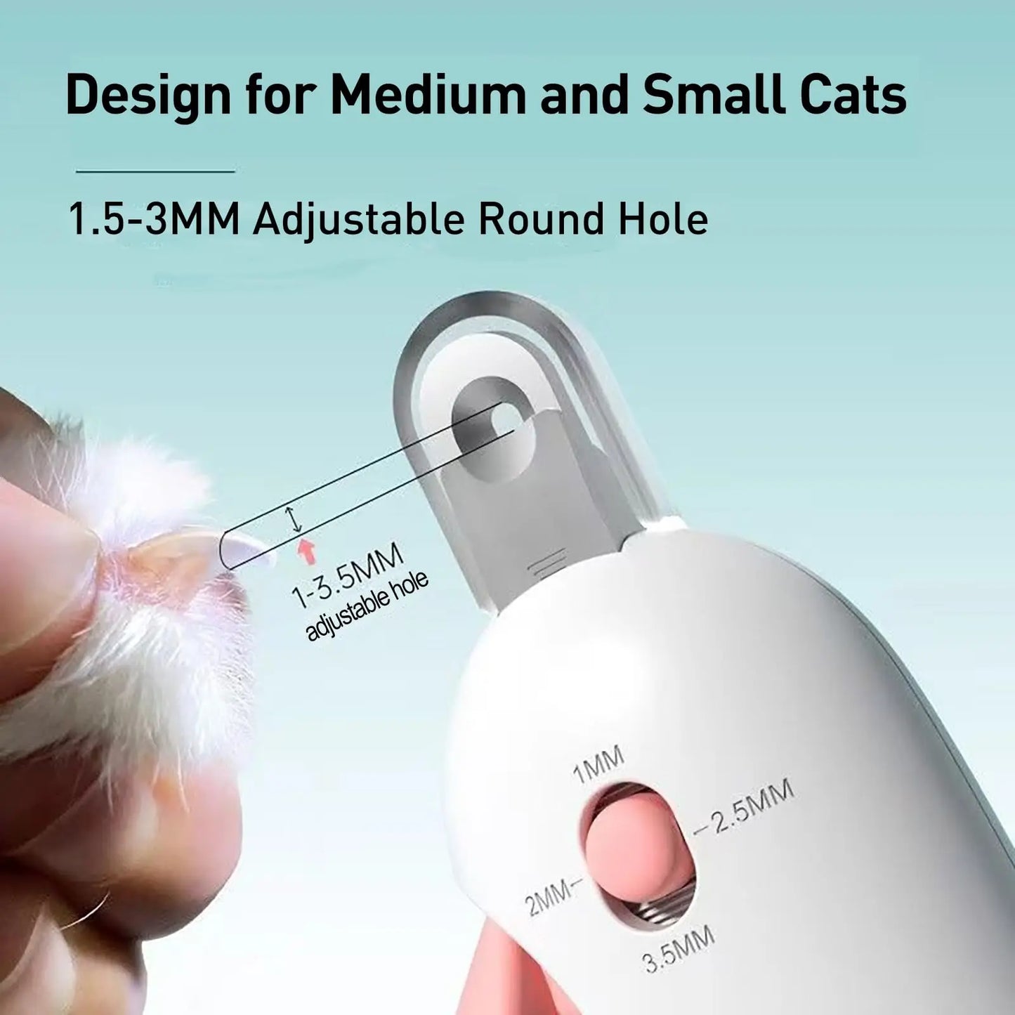 Cat Nail Clipper and Trimmer with Clipping Debris Storage, Adjustable Sizes, Hidden Nail File, and Round Hole Blade for Safe Grooming