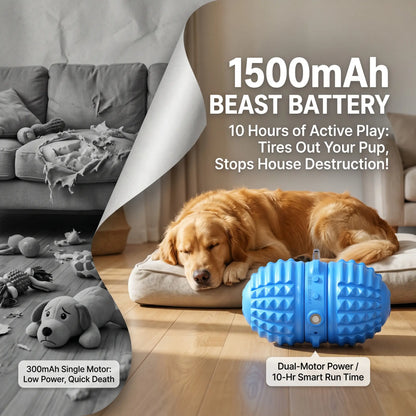 Interactive Automatic Moving Dog Toy with Dual Motors, Voice Recording, and Water Resistance - Rechargeable Pet Play Ball with Rope for Small to Medium Dogs