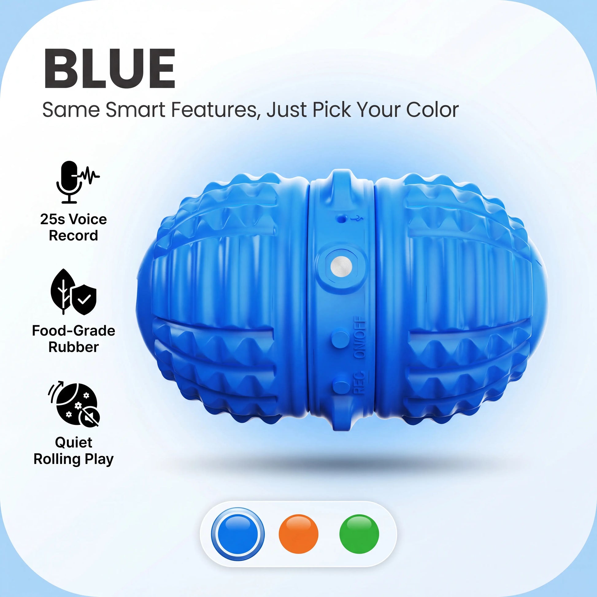 Interactive Automatic Moving Dog Toy with Dual Motors, Voice Recording, and Water Resistance - Rechargeable Pet Play Ball with Rope for Small to Medium Dogs