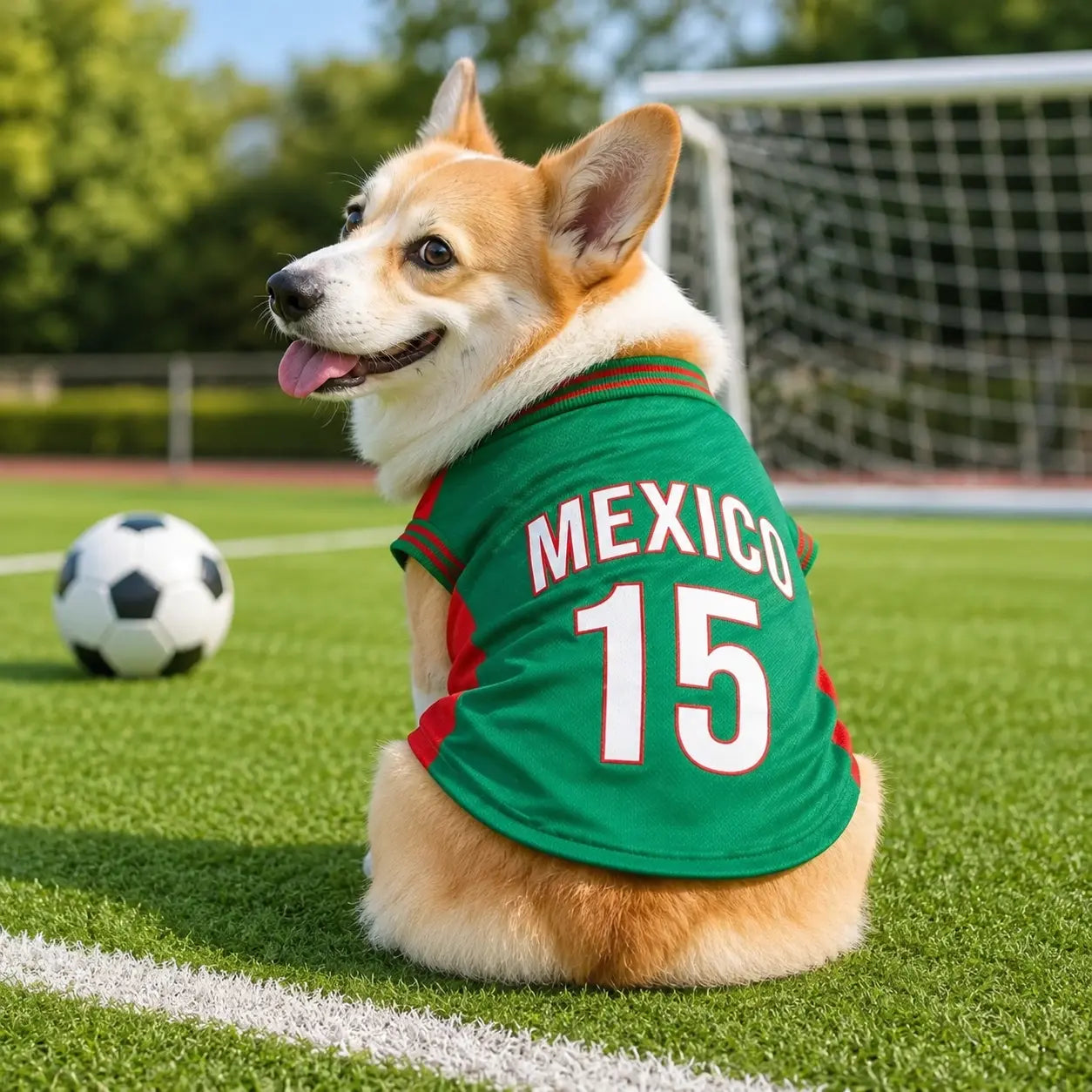 Mexico 15 Pet Jersey Shirt for Dogs and Cats - Breathable Sleeveless Soccer Vest, Lightweight Sports Outfit for Small and Medium Pets, Stylish Mesh Apparel for Daily Wear, Photos, Parties, and Game Day