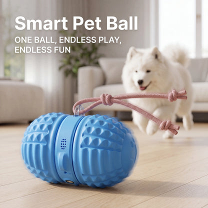 Interactive Automatic Moving Dog Toy with Dual Motors, Voice Recording, and Water Resistance - Rechargeable Pet Play Ball with Rope for Small to Medium Dogs